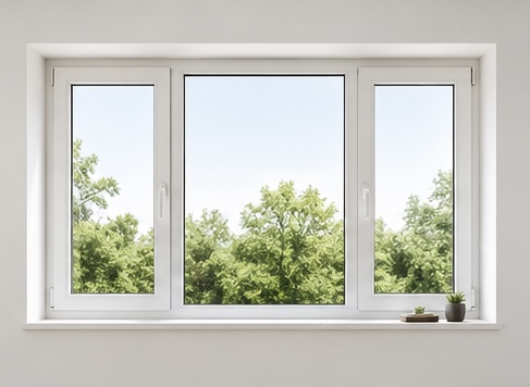 Ventana de dos hojas de aluminio blanco