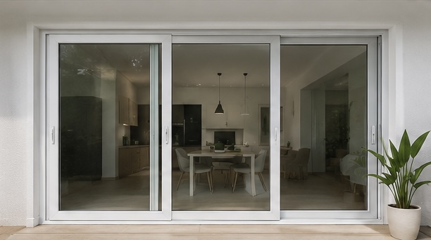 Puerta corredera de aluminio blanco